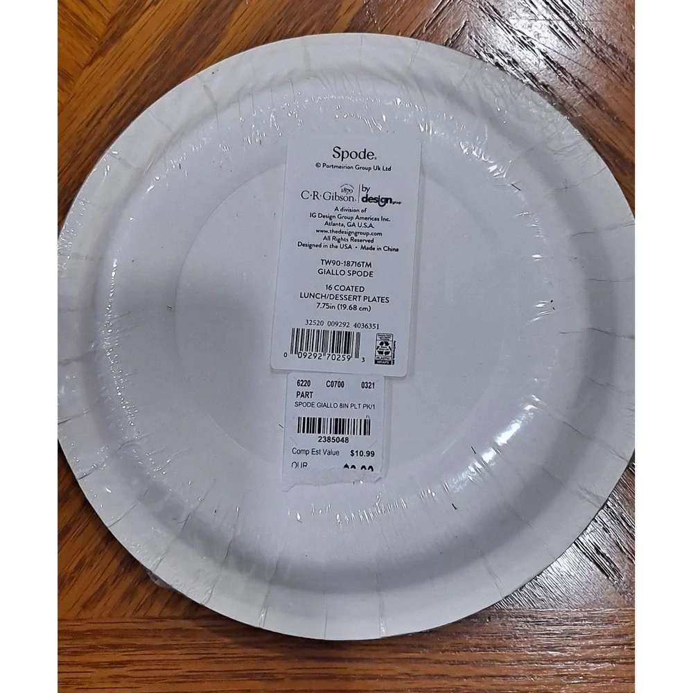 New Spode by C.R.‎ Gibson GIALLO Paper Dinner Plates & Napkins